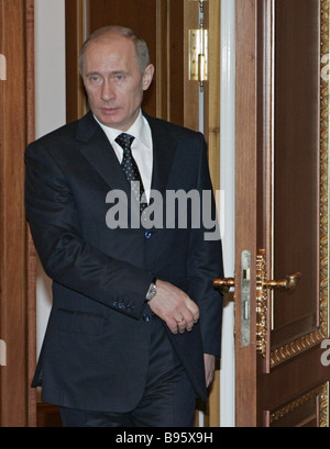 Russian President Vladimir Putin at his office in Novo Ogaryovo Stock ...