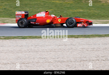 Kimi Raikkonen FIN in the Ferrari F60 racecar during Formula 1 testing sessions near Barcelona in March 2009. Stock Photo