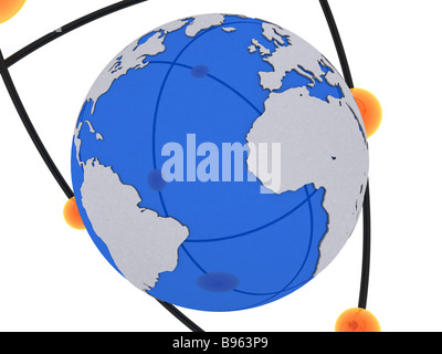 Abstract blue background with globe Stock Photo - Alamy