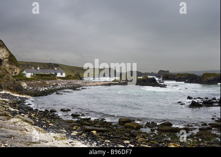 The harbour at Ballintoy on a bleak winter's day, North Antrim Coast, County Antrim, Northern Ireland Stock Photo