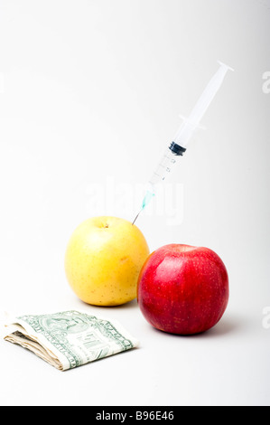 Concept image of genetically modified agricultural crops and money Stock Photo
