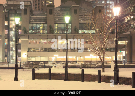 Barbican in snow City of London England 2009 Stock Photo