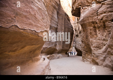 Shot of the journey through the Siq at Petra on the way down to the treasury building. Stock Photo