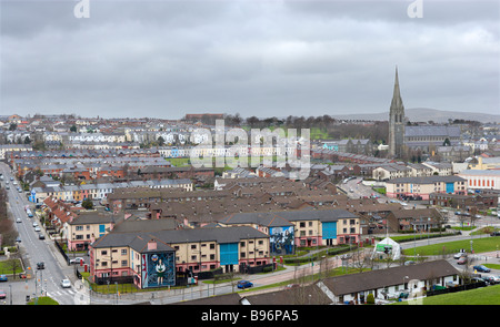 View over Bogside from the old city walls, Londonderry, County Derry, Northern Ireland