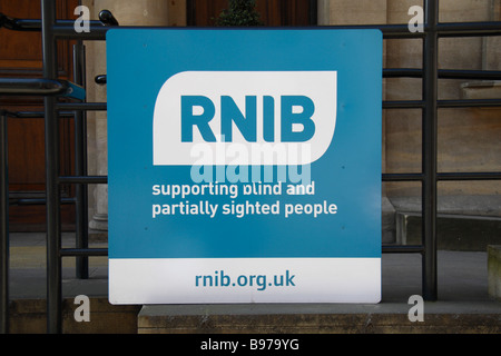 The sign outside the Royal National Institute of Blind People head office in Euston London. March 2009 Stock Photo