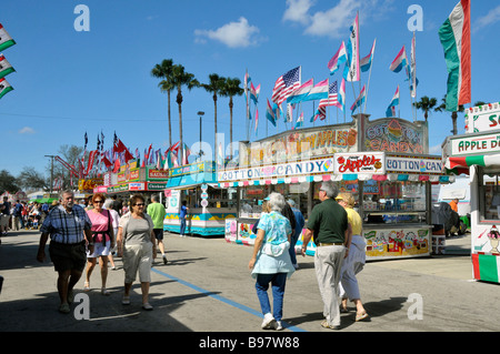 Food Booths at Florida State Fairgrounds Tampa Stock Photo