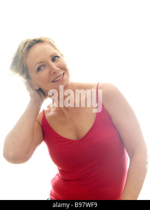 Mature Woman Appplying Hair Mousse Model Released Stock Photo