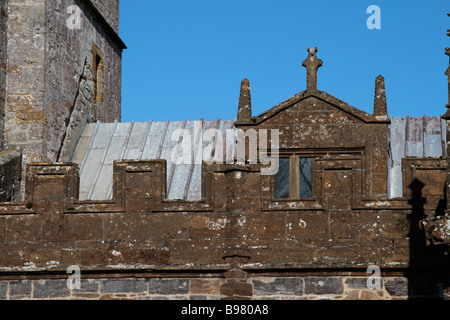 Architectural detail lead covered roof of St Mary's Church Chard Somerset UK Stock Photo