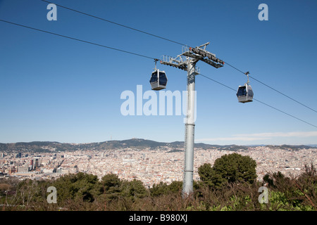 Cable Car Montjuic Barcelona Spain Stock Photo