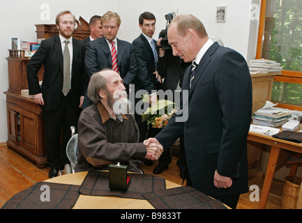 Writer Alexander Solzhenitsyn Russian President Vladimir Putin Stock ...