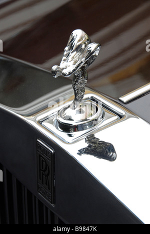 Rolls Royce car,  detail, flying lady emblem, Spirit of Ecstasy, Macau Stock Photo