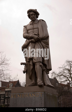 Cast Iron Statue Rembrandt Amsterdam Stock Photo