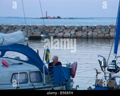 Boat harbor in Bervara, Sweden Stock Photo