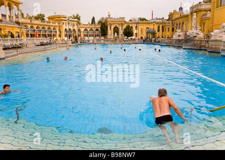 Thermal baths pools Szechenyi Baths Budapest Hungary Stock Photo