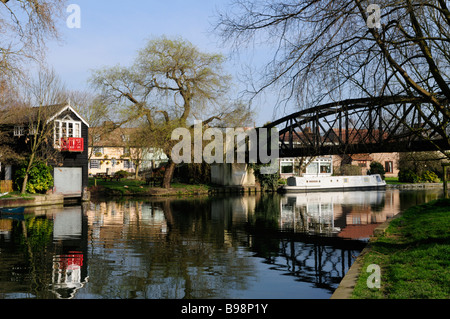 Green Dragon Footbridge over the River Cam at Stourbridge Common, Cambridge England UK Stock Photo