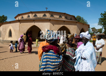 West Africa Senegal Saloum delta Mar Lodj island Sunday mass Stock Photo