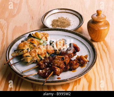 Grilled chicken on skewers Stock Photo