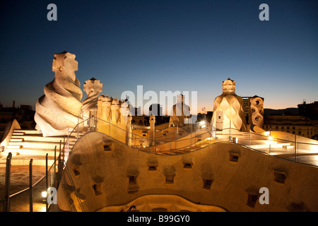 Roof terrace, El Pis de la Pedrera, Casa Mila, Barcelona Spain Stock Photo