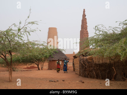 West Africa Burkina Fasso Northern Burkina Bani Mosque and minarets Stock Photo