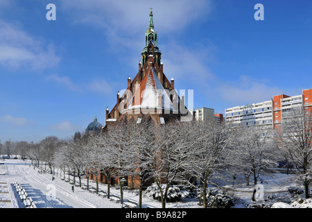 berlin snow marien church germany 2009 Stock Photo