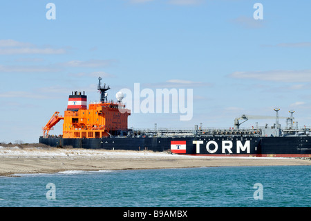 Danish fuel oil tanker the 'Torm Gertrud'' passing through the 'Cape Cod Canal' in Massachusetts USA Stock Photo