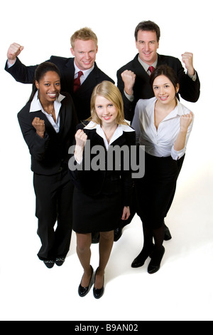 Portrait of businesspeople fist pumping Stock Photo