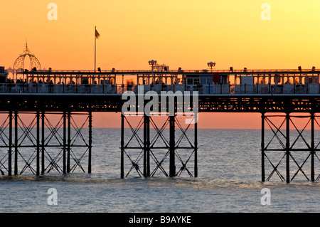 brighton palace pier sunset seaside coastal town on sunny day sussex england uk europe Stock Photo