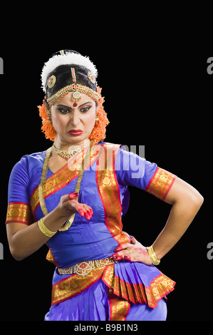 South Indian Woman performing Bharatnatyam the classical dance of India Stock Photo