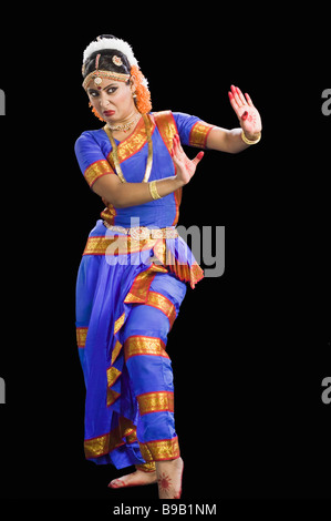 South Indian Woman performing Bharatnatyam the classical dance of India Stock Photo