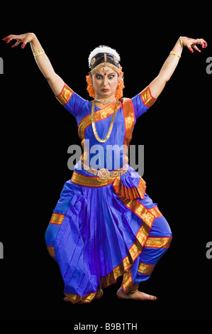 South Indian Woman performing Bharatnatyam the classical dance of India Stock Photo