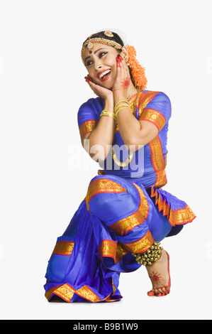 Female dancer performing Bharatnatyam the classical dance of India Stock Photo