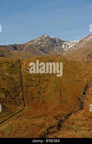 Mount Snowdon, Snowdonia National Park Wales 1085 metres in height. Stock Photo