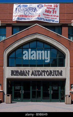 Main doors of the Ryman Auditorium former home of the Grand Ole Opry country music radio Nashville Tennessee USA Stock Photo