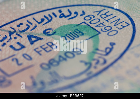 dubai, passport official entry stamp Stock Photo