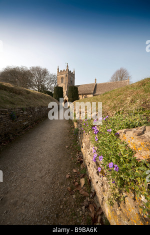 The church at Upper Slaughter Village The Cotswolds Gloucestershire The Midlands England Stock Photo