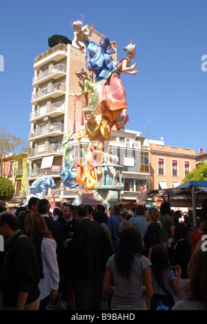 crowds at Las Fallas Fiesta, Dia de San Jose, Denia, Alicante Province, Comunidad Valenciana, Spain Stock Photo