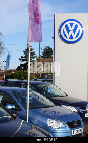 A VW dealership in a U.K. city. Stock Photo