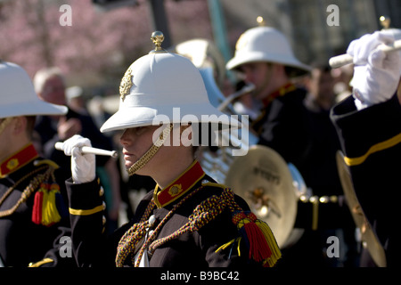Royal marine female officer on ceremonial duty profile view Stock Photo