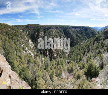 wide angle stitched image from Oak Creek Overlook near Flagstaff Arizona Stock Photo