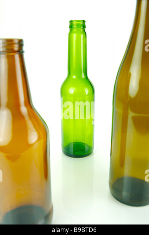 Beer bottles isolated against a white background Stock Photo - Alamy