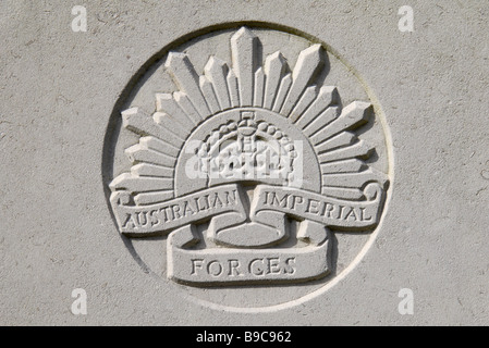 The Australian emblem which appears on all headstones in Commonwealth War cemeteries around the world. Stock Photo