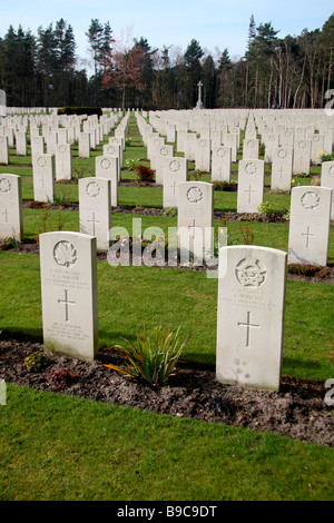 World War II headstones of Commonwealth soldiers in the Brookwood Military Cemetery, Woking. Stock Photo