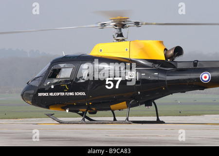 RAF Shawbury the Defence Helicopter Flying School DHFS operates Squirrel helicopters for rotary pilot basic flight training Stock Photo