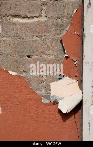 Peeling plaster on the wall of a house in the French Quarter section of New Orleans, Louisiana USA Stock Photo