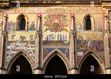 Mosaics over golden gates to St. Vitus cathedral in  Prague castle, Czech Republic. Stock Photo