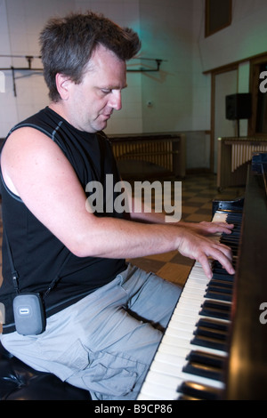 Man plays studio grand piano RCA Studio B Nashville Tennessee USA Stock Photo