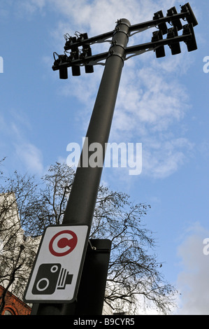 London congestion charge cameras recording car number plates to levy charges West Kensington Stock Photo