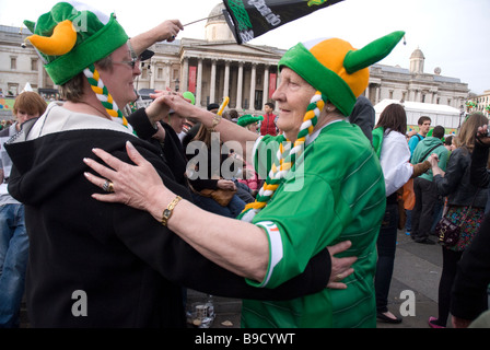 St Patrick’s day celebrations in Trafalgar Square Stock Photo