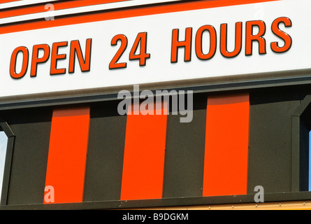 open 24 hours business sign Stock Photo
