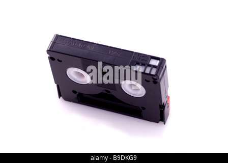 Close up of a mini DV video tape cutout on a white background Stock Photo